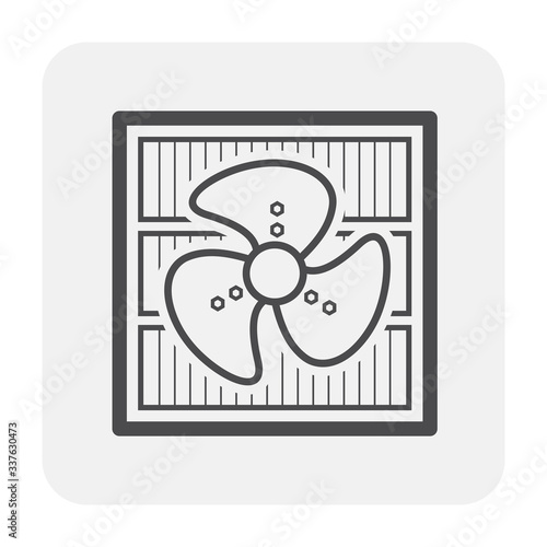 Condenser coil vector icon consist of copper or aluminium tubes, fins, fan for holds refrigerant, gas, pressure in air compressor for ductless split system, heating ventilation, air conditioning, hvac