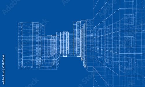 Vector wire-frame model of a multi-storey building