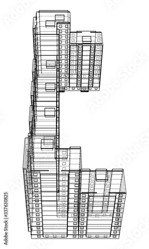 Vector wire-frame model of a multi-storey building