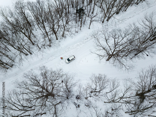 
road trip across wilderness in Hokkaido Japan photo