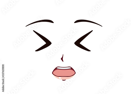 Scared anime face. Manga style funny eyes