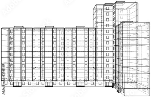 Vector wire-frame model of a multi-storey building