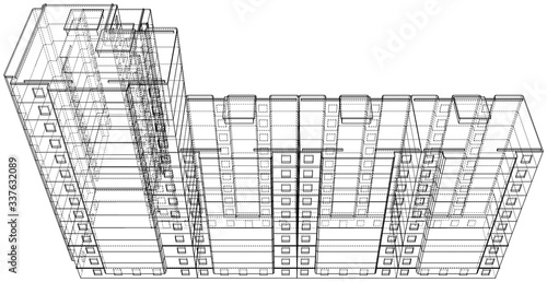 Vector wire-frame model of a multi-storey building