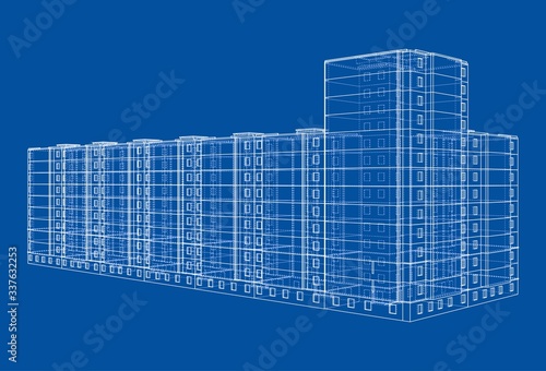 Vector wire-frame model of a multi-storey building