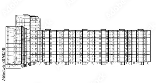 Vector wire-frame model of a multi-storey building