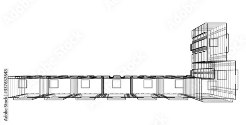 Vector wire-frame model of a multi-storey building