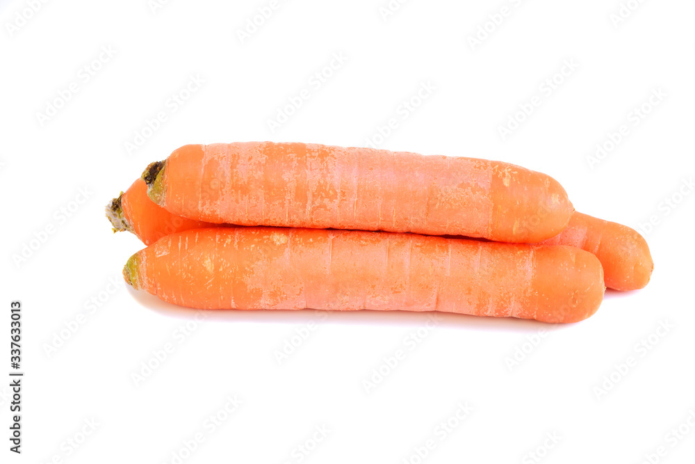 Closeup of bio carrots isolated on white background. This carrot is come from biology gardening. Food and healthy care concept. Closeup of bio carrots isolated on white background. This carrot is come from biology gardening. Food and healthy care concept.