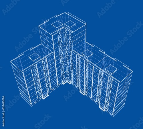 Vector wire-frame model of a multi-storey building