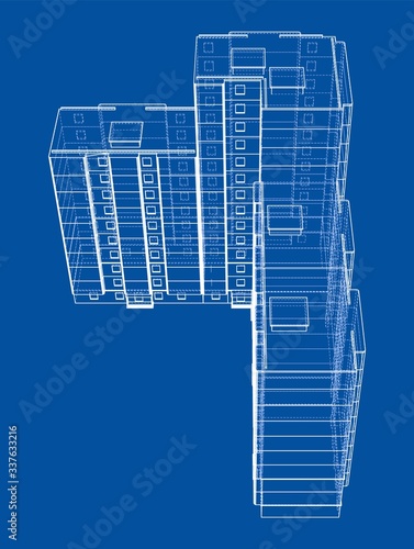 Vector wire-frame model of a multi-storey building