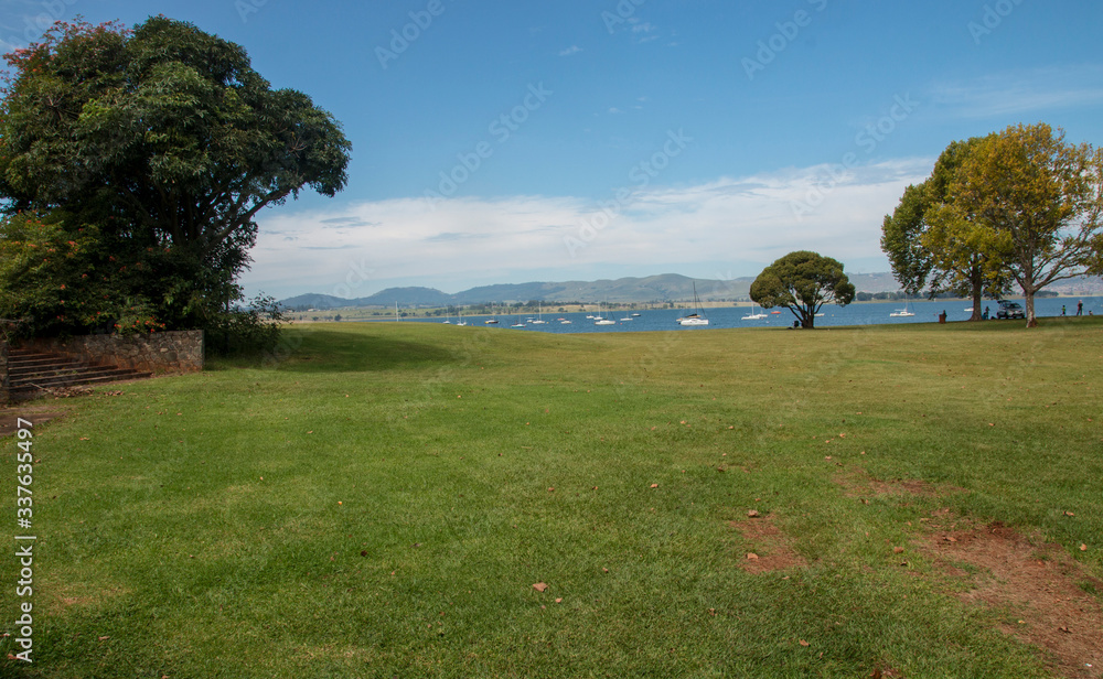 Fototapeta premium Yachts in their Moorings on the Extensive Midmar Dam