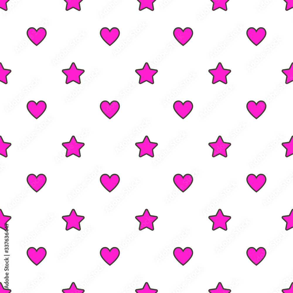 Hearts and stars seamless pattern, endless texture. Hearts and stars seamless pattern, endless texture.