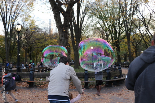 New York in her beautiful autumn suit Central Park