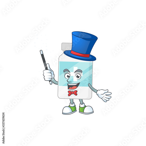 Talented supplement bottle Magician cartoon design style