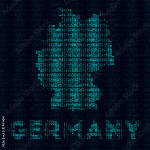 Germany tech map. Country symbol in digital style. Cyber map of Germany with country name. Artistic vector illustration.
