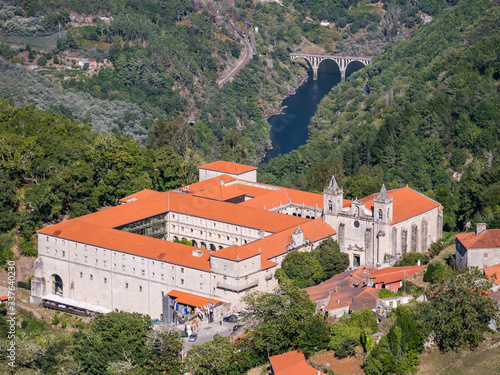 Aerial view of San Estevo de Ribas de Sil Monastery, Ourense, Galicia, Spain