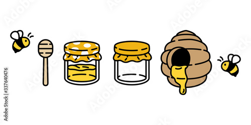 honey bee vector jam bottle icon honeycomb bear polar doodle cartoon character illustration design