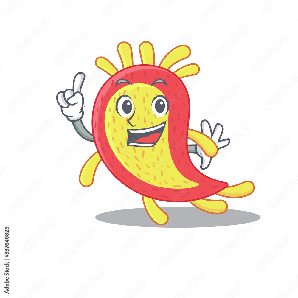 Azorhizobium caulinodans mascot character design with one finger gesture Azorhizobium caulinodans mascot character design with one finger gesture
