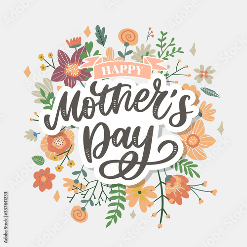 Canvas Print Happy Mothers Day lettering