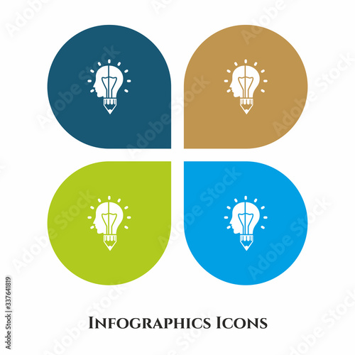 Idea Head Vector Illustration icon for all purpose. Isolated on 4 different backgrounds.