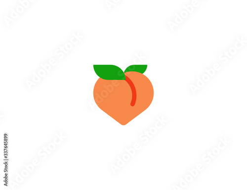 Peach vector flat icon. Isolated fresh fruit peach emoji illustration 
