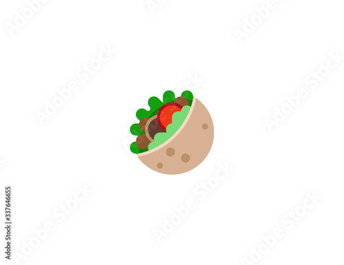 Doner Kebab vector flat icon. Isolated Stuffed Flatbread, Shawarma sandwich illustration 