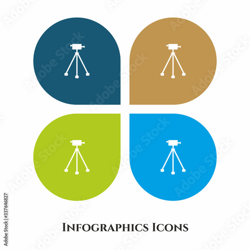 Theodolite Vector Illustration icon for all purpose. Isolated on 4 different backgrounds.
