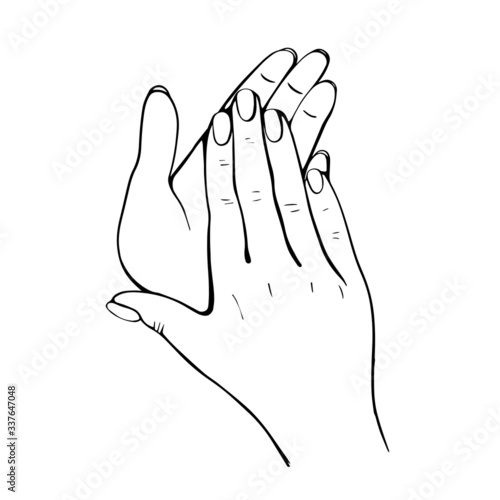 Disinfection of hands. How to clean your hands properly. Hand-drawn vector illustration. Vector illustration