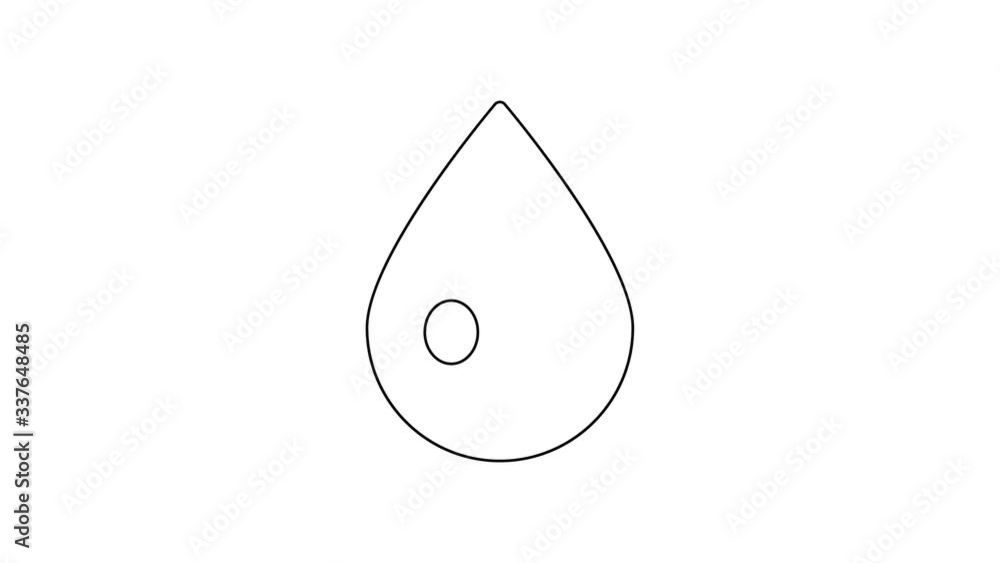 Black line Water drop icon isolated on white background. 4K Video motion graphic animation Black line Water drop icon isolated on white background. 4K Video motion graphic animation