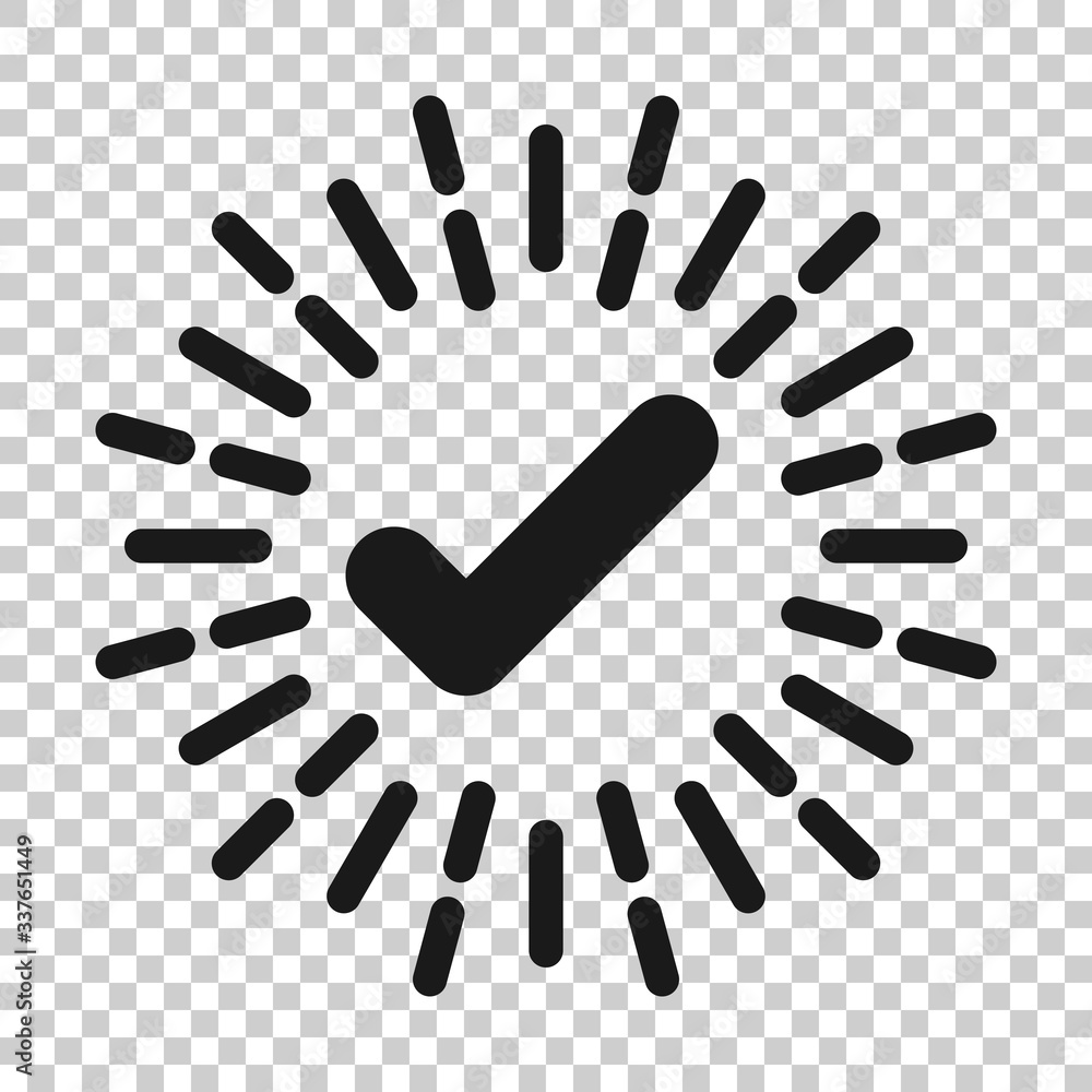 Check mark sign icon in flat style. Confirm button vector illustration on white isolated background. Accepted business concept. Check mark sign icon in flat style. Confirm button vector illustration on white isolated background. Accepted business concept.