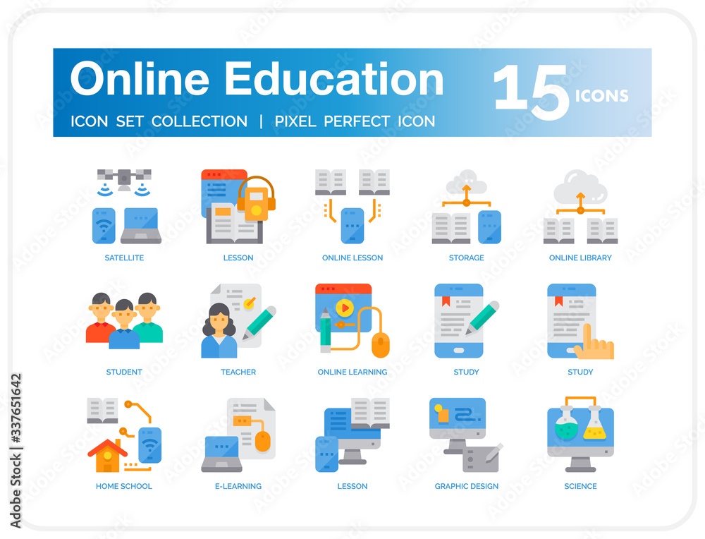 Online Education icons for web design, book, ads, app, project etc ...