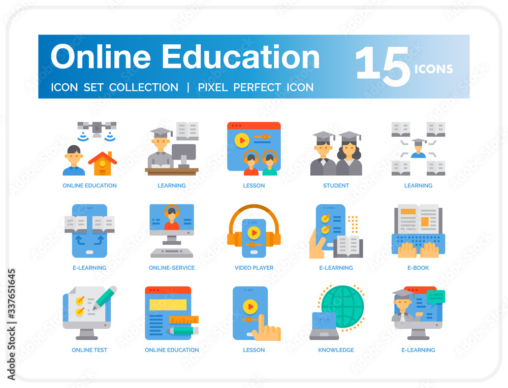 Online Education icons for web design, book, ads, app, project etc.
