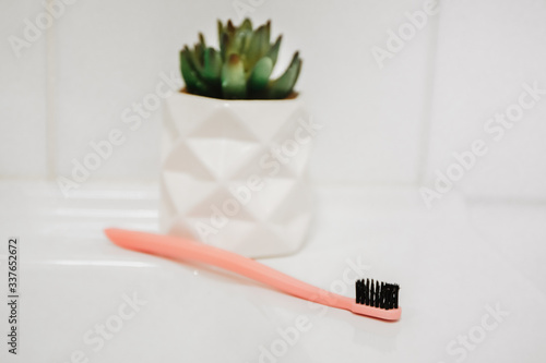 tooth brushes in bathroom