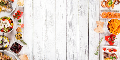 Greek food background. Trad...