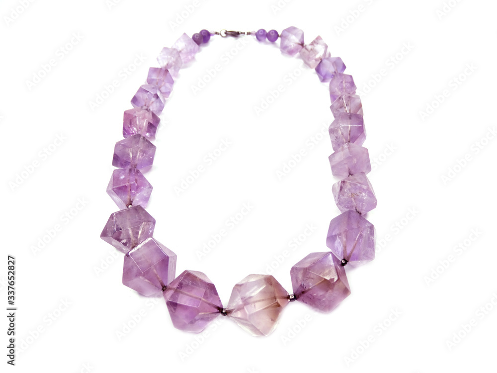 fashion beads necklace jewelry with semigem crystals amethyst