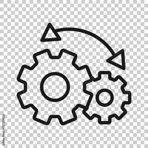 Workflow icon in flat style. Gear effective vector illustration on white isolated background. Process organization business concept.