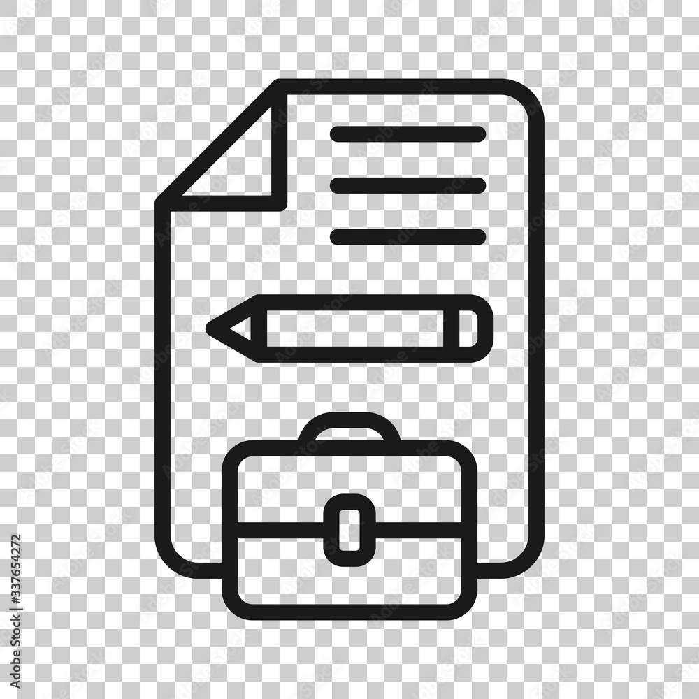 Document note with pen icon in flat style. Paper sheet pencil and briefcase vector illustration on white background. Notepad document business concept. Document note with pen icon in flat style. Paper sheet pencil and briefcase vector illustration on white background. Notepad document business concept.