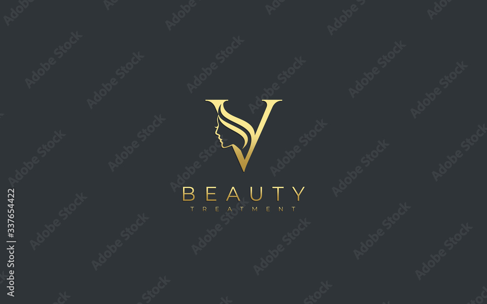 Letter V Beauty Face Logo Design Stock Vector | Adobe Stock