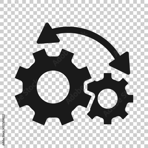 Workflow icon in flat style. Gear effective vector illustration on white isolated background. Process organization business concept.