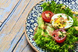 Homemade toasted bread with letucce salad,tomatoes,egg and mustard