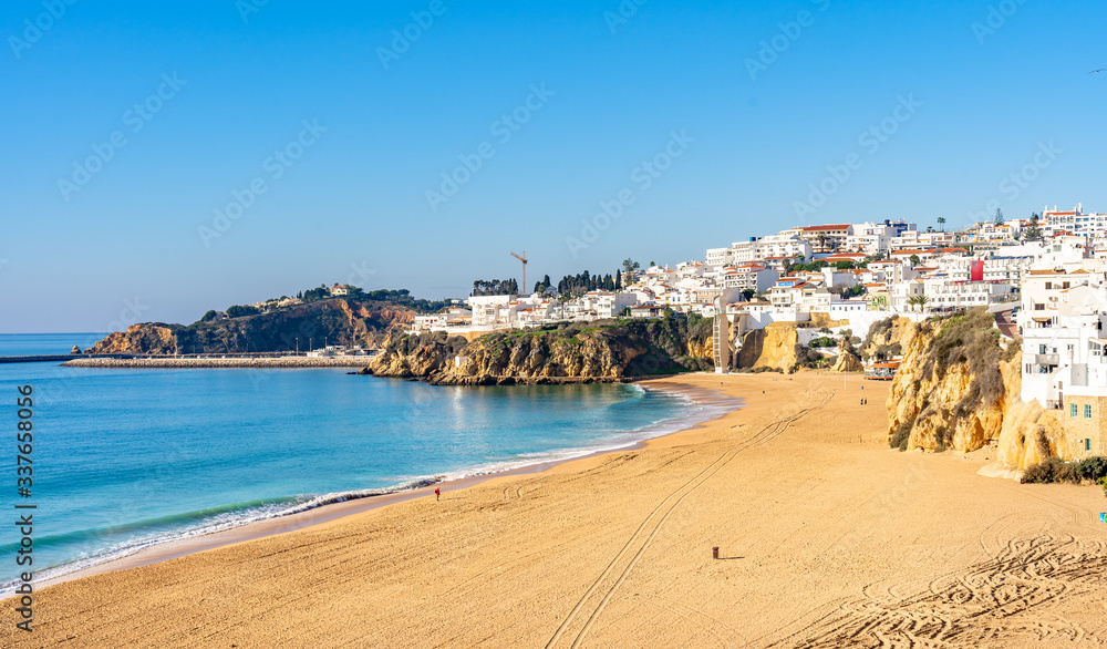 Wonderful summer panorama of sea and beach in Albufeira. Portugal