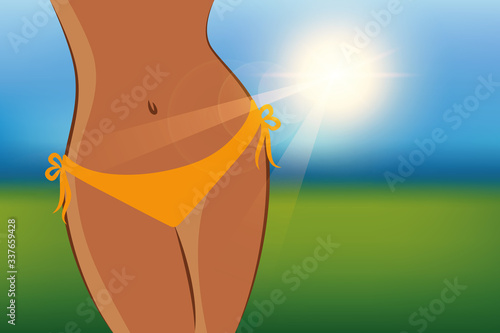 sexy girl on a sunny summer day vector illustration EPS10