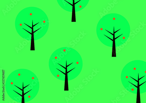 Illustration Background of Nature Mountain and Beach Landscape 