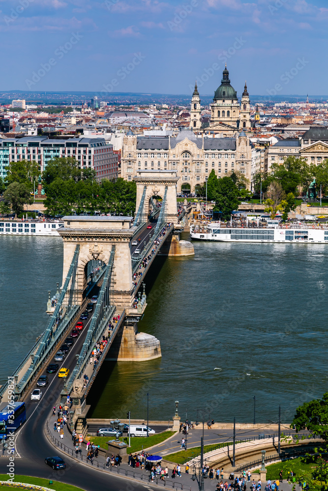 Budapest panoramic view of Chain bridge
