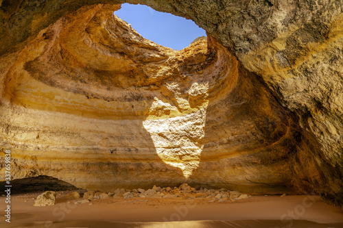 Famous cave at Benagil beach in Algarve Portugal