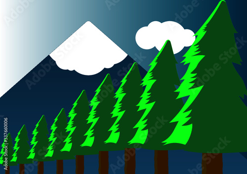 Illustration Background of Nature Mountain and Beach Landscape 