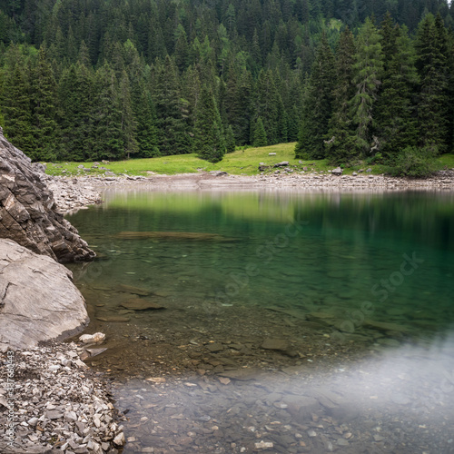 View of Lake Obernbergersee, Obernberg am Brenner, Tyrol, Austria photo