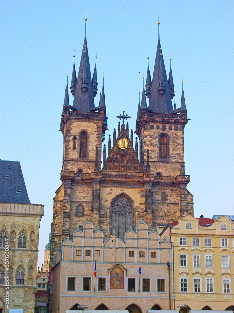 Beautiful cathedral towers in Prague