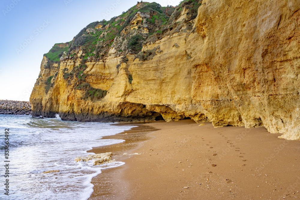 Caves and beach of Lagos in algarve, portugal