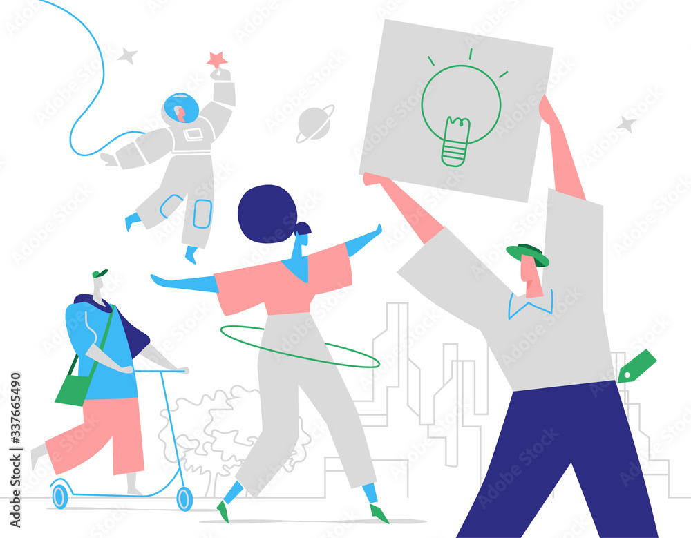 Fototapeta premium Giovani ragazzi creativi esprimono la loro personalità creativa