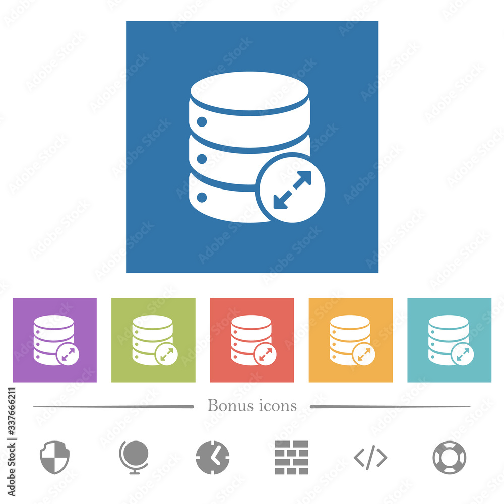 Expand database flat white icons in square backgrounds Expand database flat white icons in square backgrounds